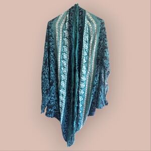 Teal and White Patterned Shawl/bathing Suit Cover AMERICAN EAGLE ONE SIZE